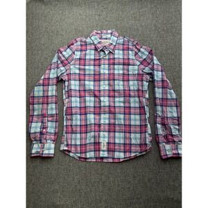 Abercrombie Fitch Mens Plaid Long‎ Sleeve Button Down Shirt Muscle Blue Pink XL
